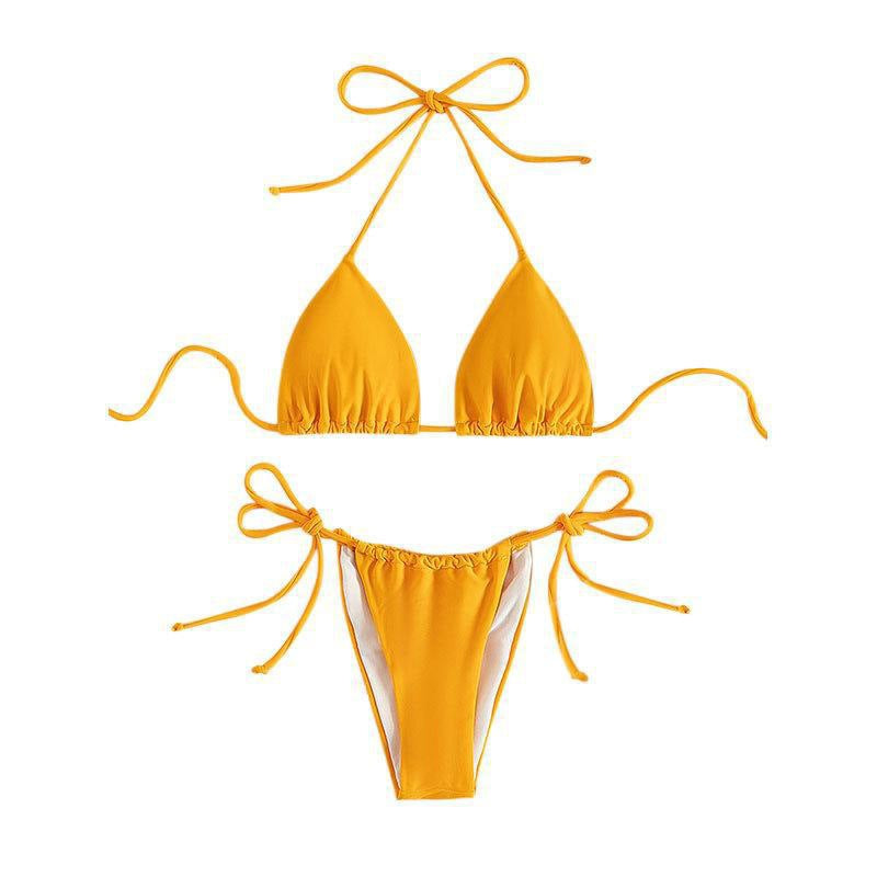 Damen Triangel-Bikini mit verstellbaren Bindebändern und nahtlosem Design Drune