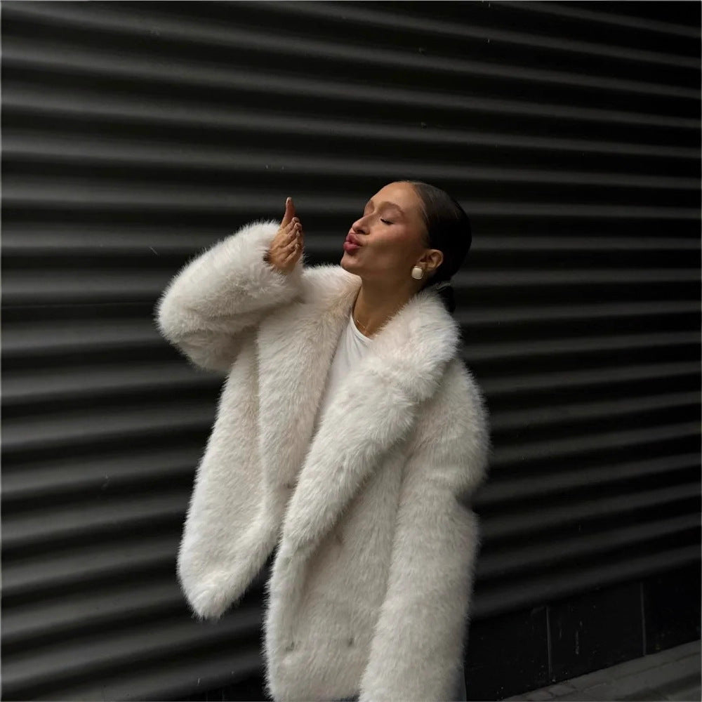 Damen Luxus-Faux-Fur-Mantel Drune