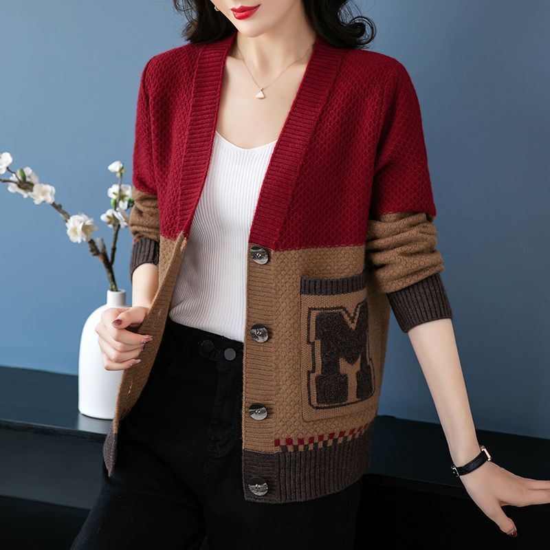 Damen lässige Strickjacke mit modernen Zopfmustern und praktischen Taschen Drune