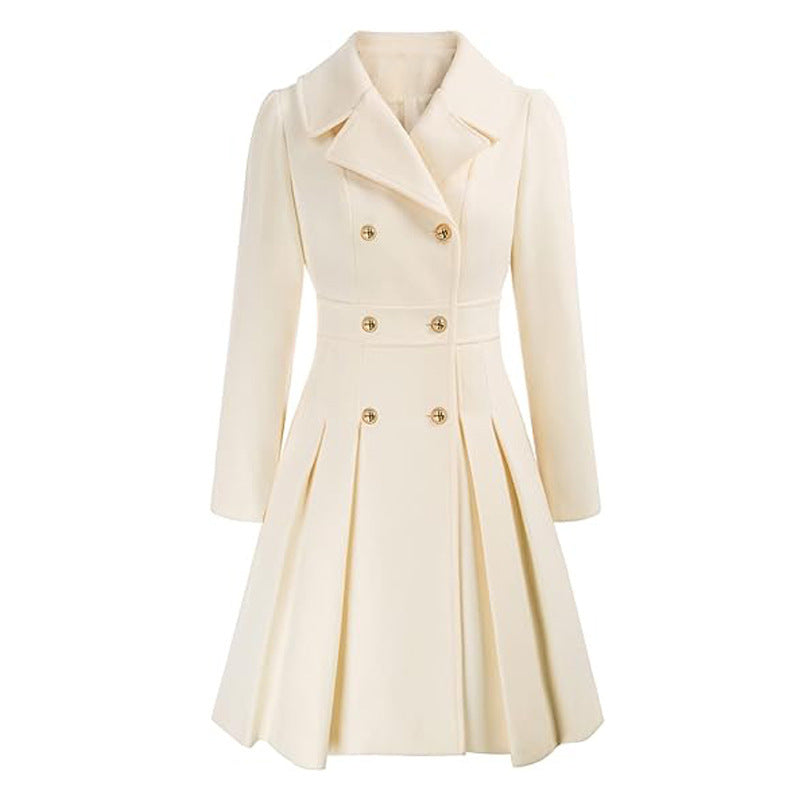 Damen Eleganter Trenchcoat mit tailliertem Schnitt und Plissee-Detail Drune