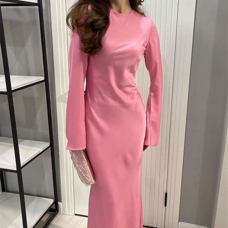 Damen elegantes Maxikleid mit weitem Schnitt und eleganten Ärmeln Drune