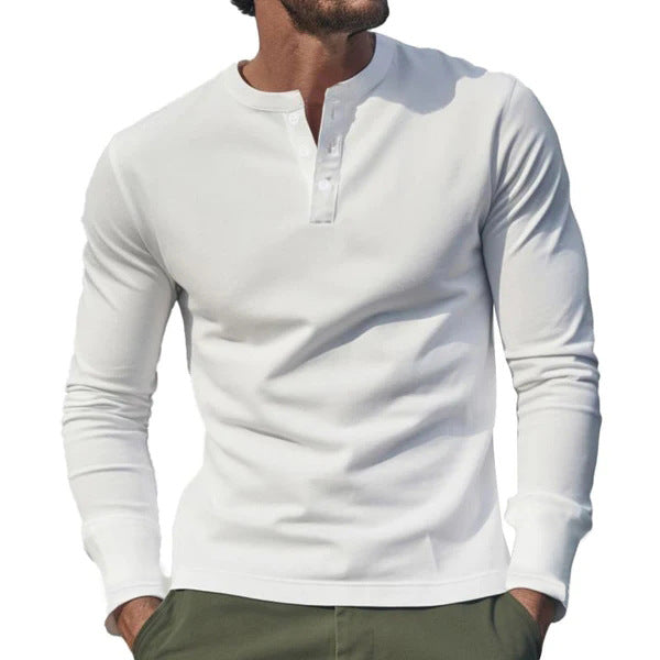 Herren nan Langarmshirt mit Knopfleiste und schmaler Passform Drune