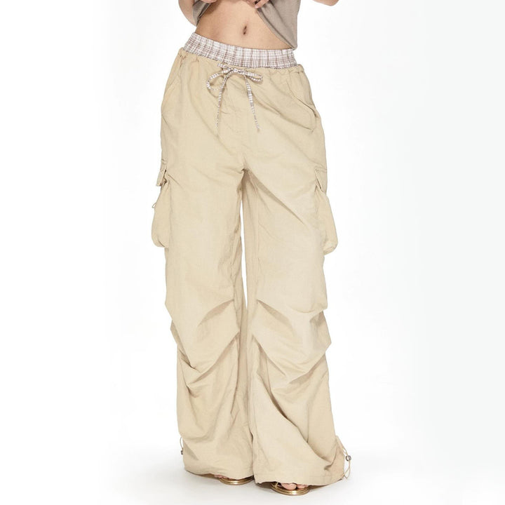 Damen Cargo-Hose mit breitem Bein und verstellbarem Bund Drune
