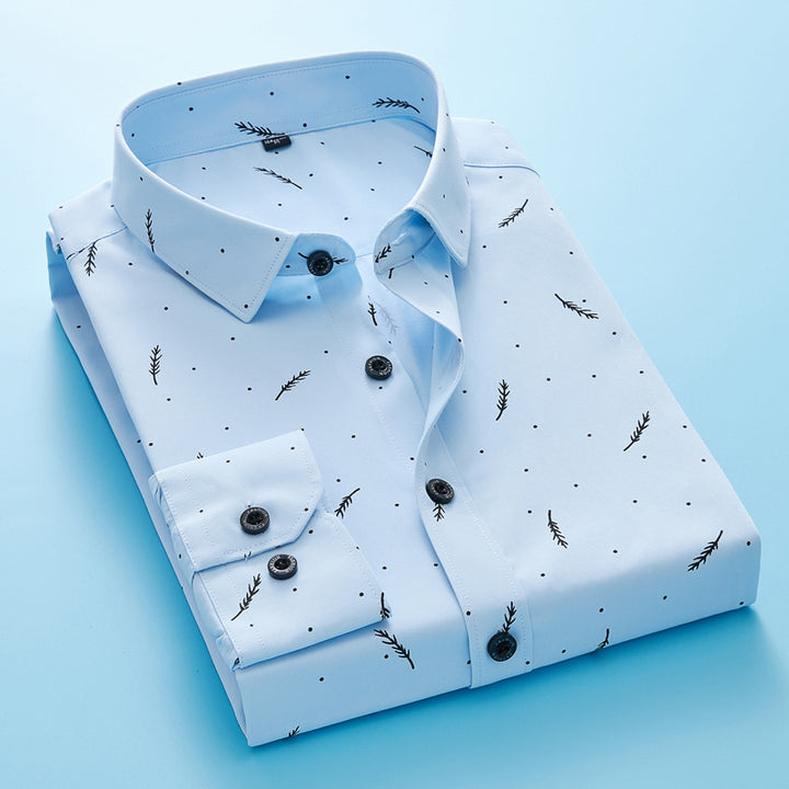 Herren nan Slim-Fit Business-Hemd mit feinem botanischem Print und Kentkragen Drune