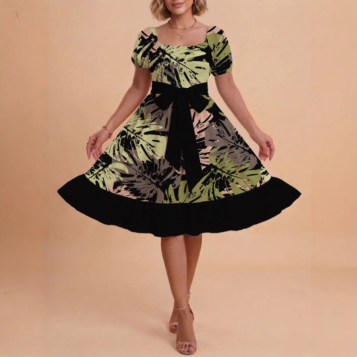 Damen Midikleid mit verspieltem Druck und tailliertem Schnitt Drune