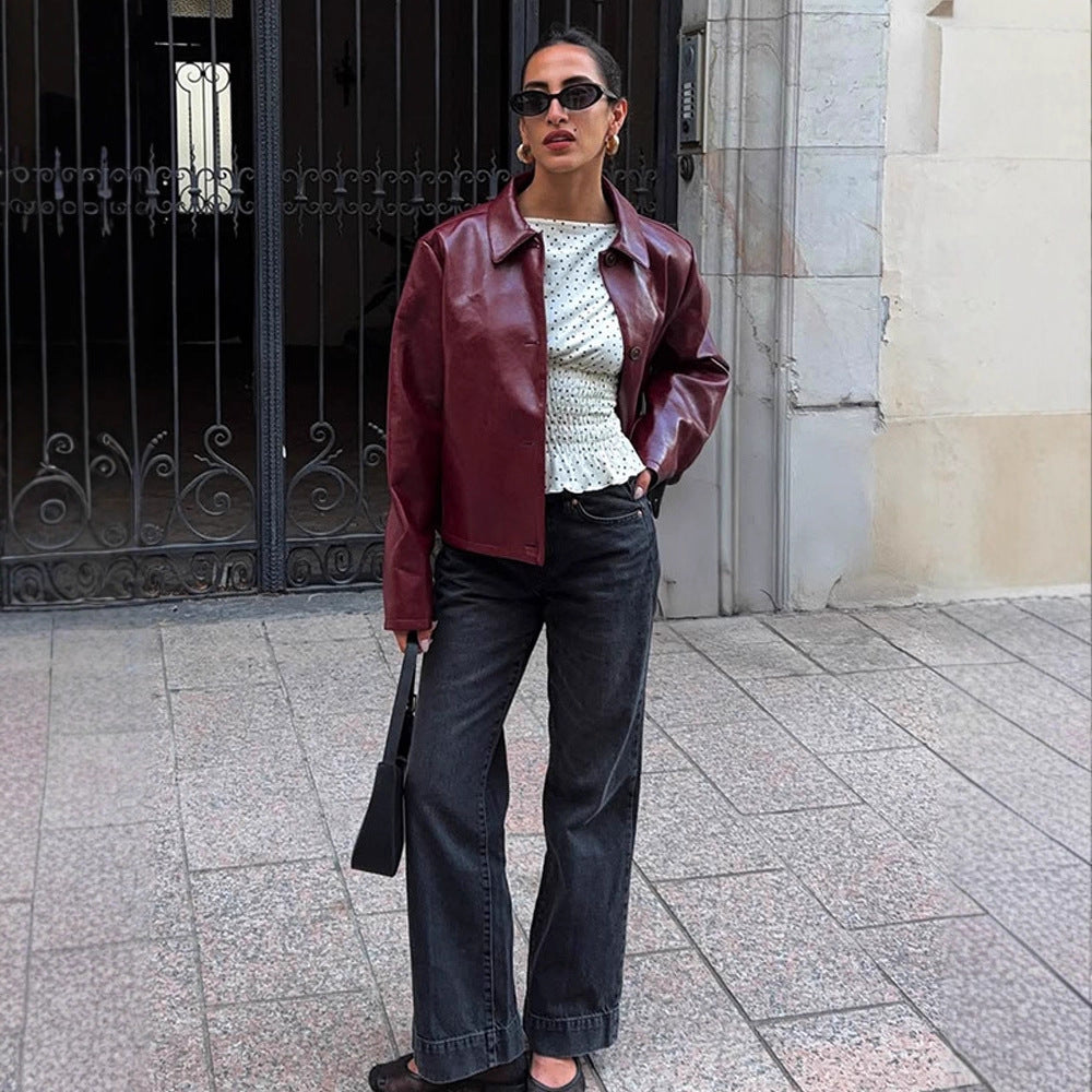 Damen Kunstlederjacke mit eleganter Passform Drune