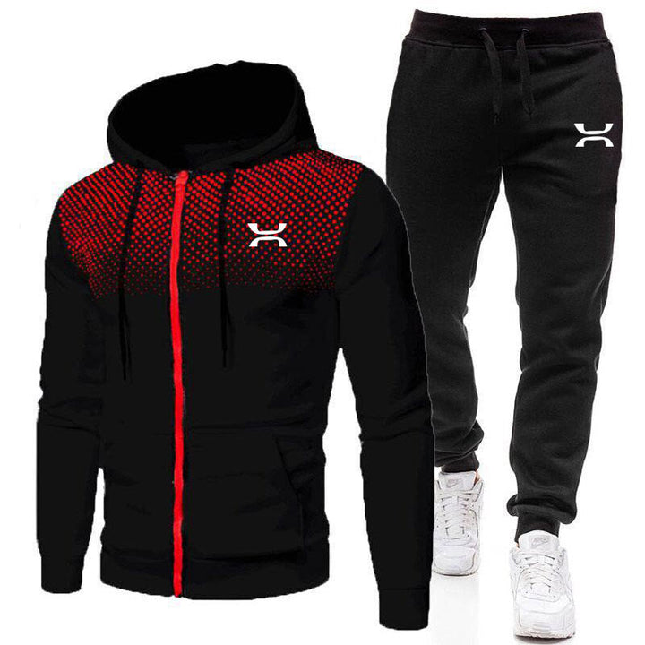 Drune Herren Sportanzug mit Reißverschluss-Hoodie und Jogginghose