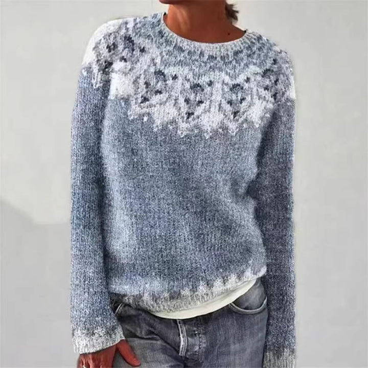 Damen nan Norwegerpullover aus Wollmix mit Rundhalsausschnitt und traditionellem Fair-Isle-Yoke Drune