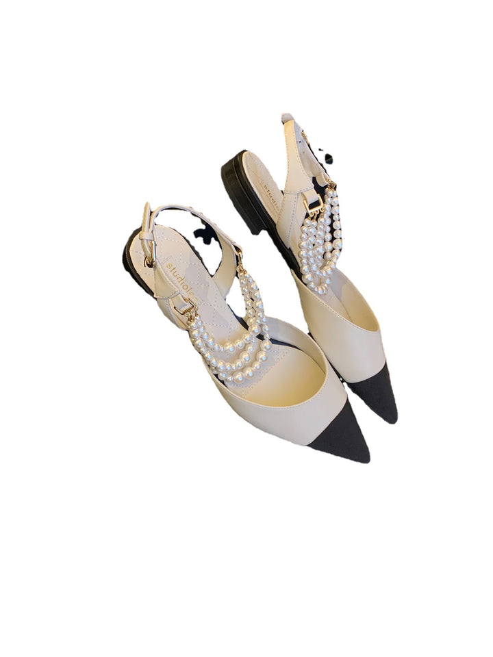 Damen Sling-Pumps mit eleganter Perlenapplikation und spitz zulaufender Form Drune