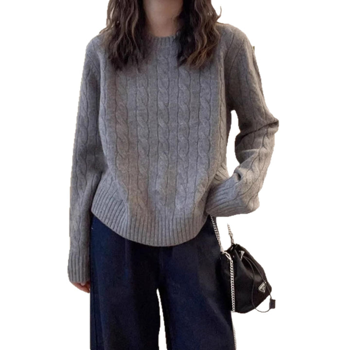 Damen Strickpullover mit dekorativem Kabelmuster Drune