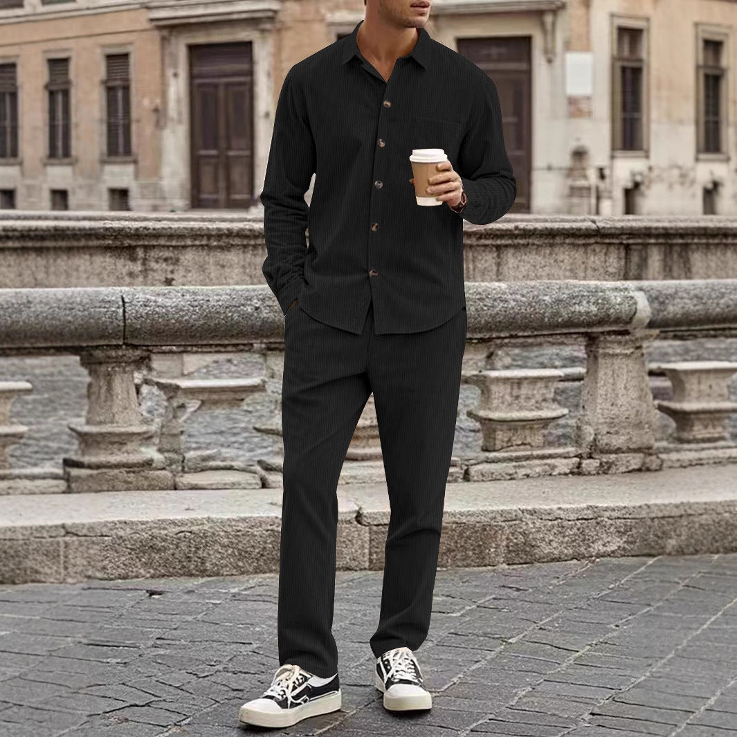 Herren elegantes Freizeitanzug mit stilvollem Hemd und bequemer Hose Drune