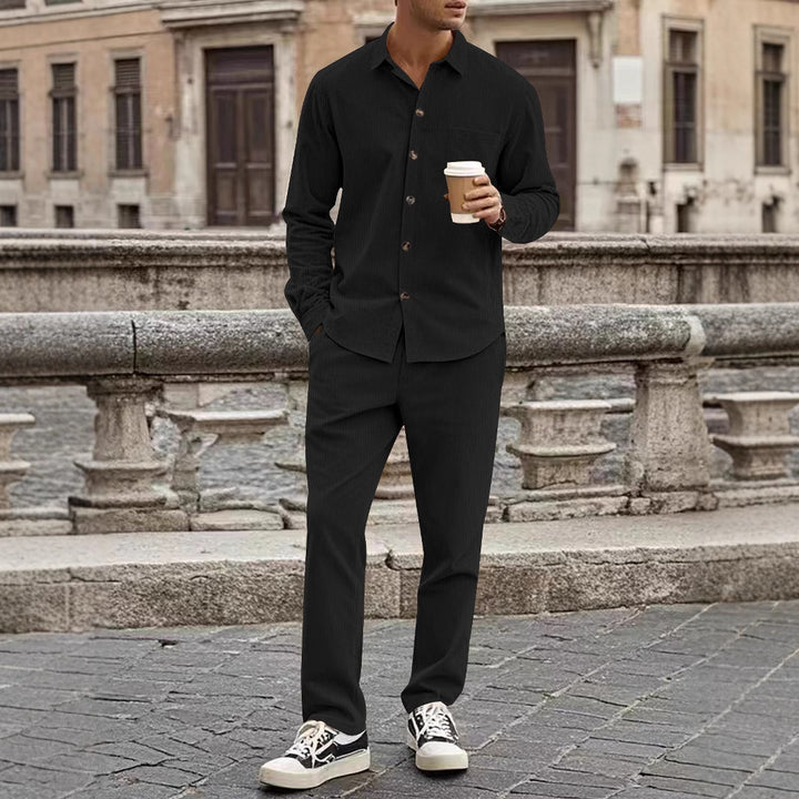 Herren elegantes Freizeitanzug mit stilvollem Hemd und bequemer Hose Drune