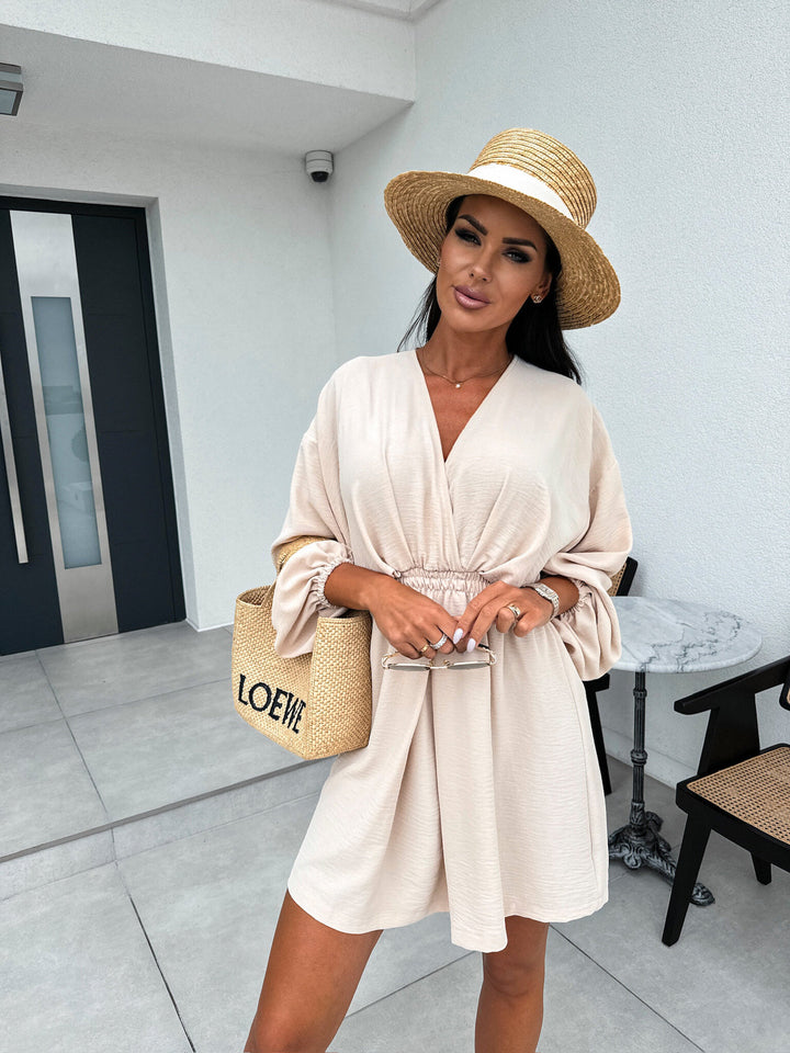 Damen elegantes Wickeloberteil mit tiefem V-Ausschnitt Drune