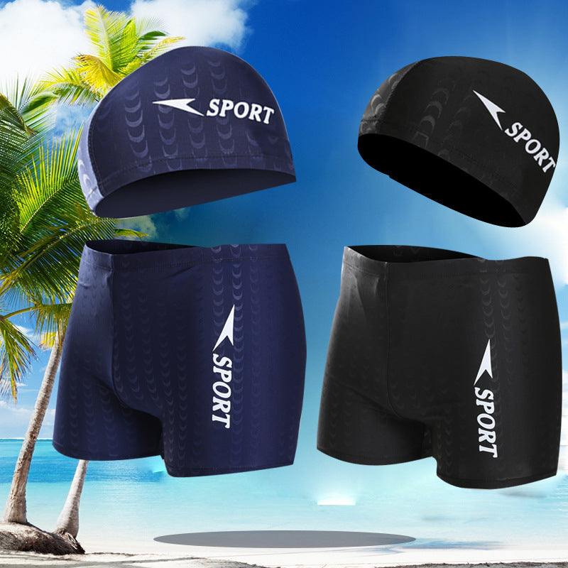 Herren Sportliche Schwimmshorts mit passender Badekappe Drune
