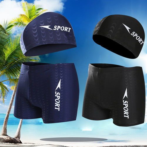Herren Sportliche Schwimmshorts mit passender Badekappe Drune