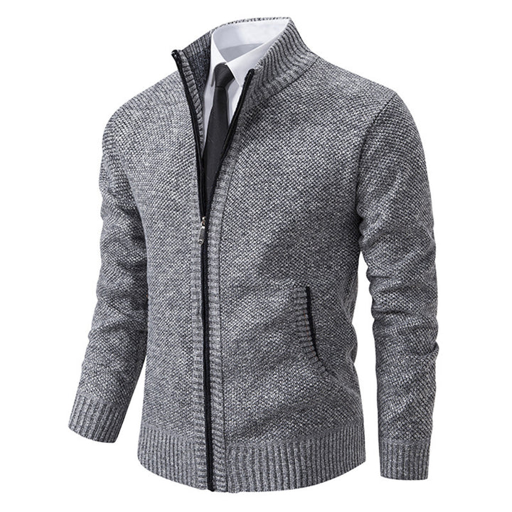 Herren elegante Strickjacke mit durchgehendem Reißverschluss und strukturiertem Design Drune