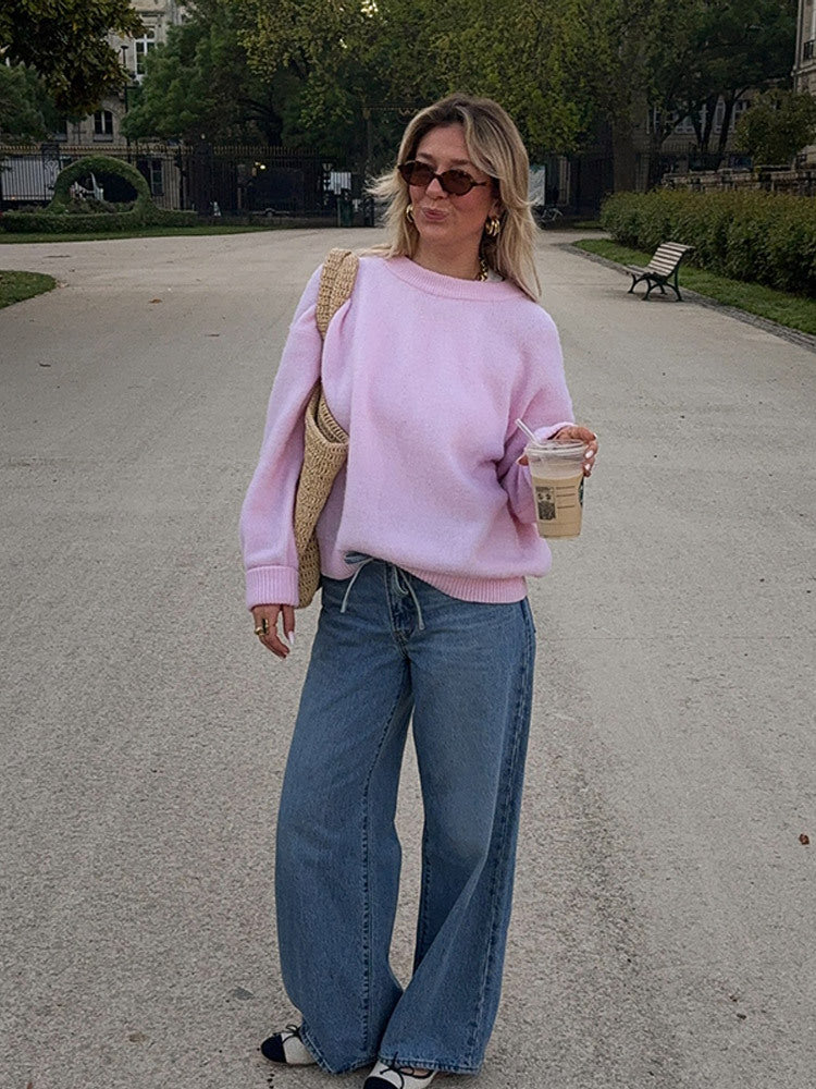 Damen lässiger Sweater mit oversized Schnitt und angenehmer Baumwollmischung Drune