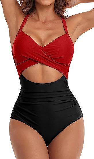 Damen Cut-Out Badeanzug mit Kreuzgurt Drune