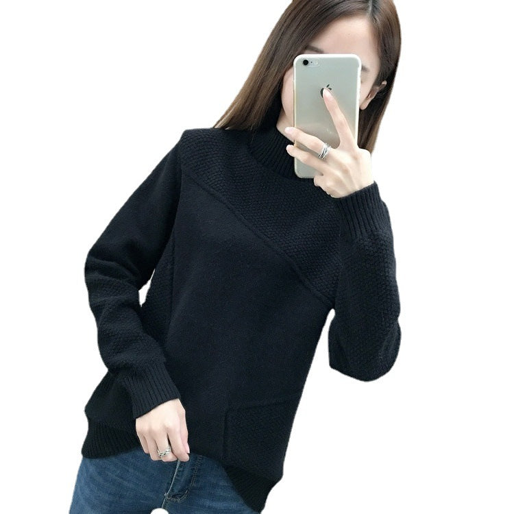 Damen hochschulteriger Pullover mit strukturiertem Design Drune