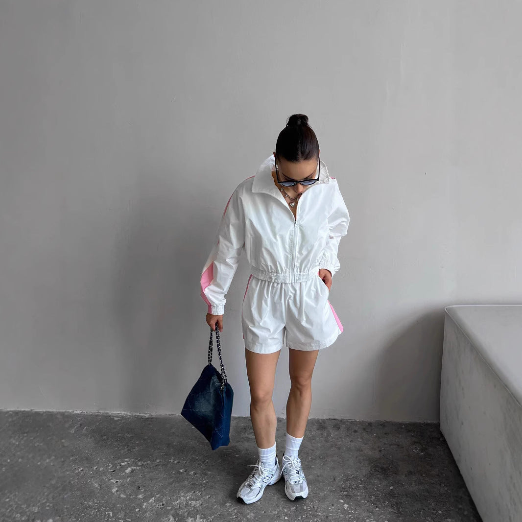 Damen modischer Windbreaker-Shorts-Anzug Drune