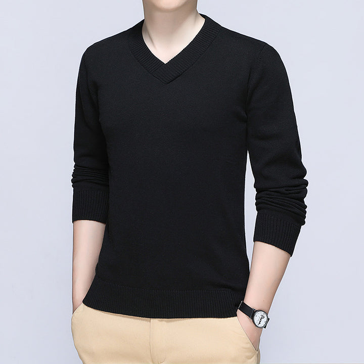Herren eleganter Pullover mit V-Ausschnitt und feiner Strickstruktur Drune