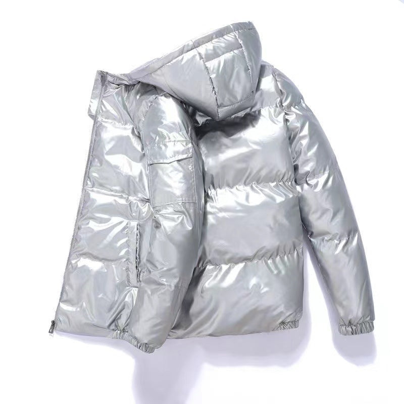Herren nan glänzende Steppjacke mit Kapuze, wattierter Thermofütterung und wasserabweisender Lackoptik Drune