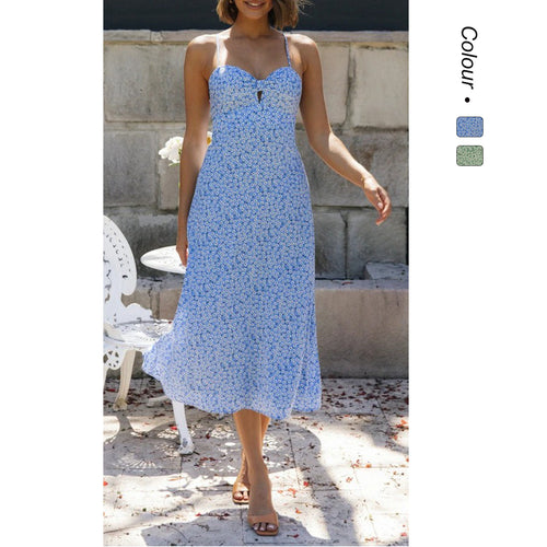 Damen Maxikleid mit verspieltem Blumenmuster und fließendem Schnitt Drune