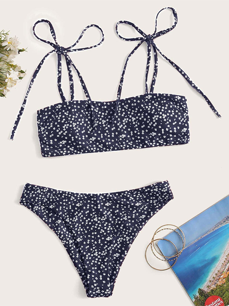 Damen Bandeau-Bikini mit verspielten Bindebändern Drune