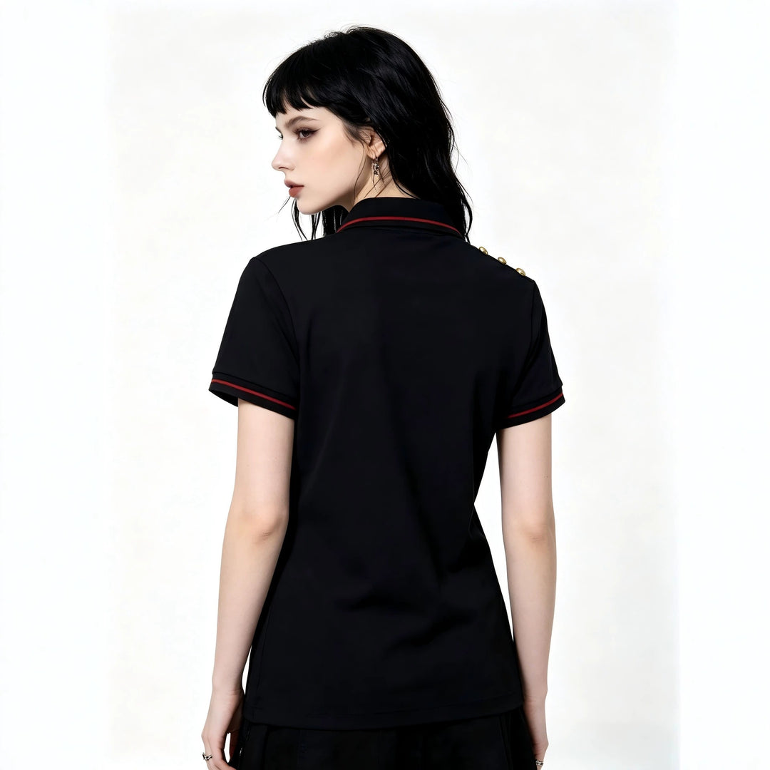 Damen Polo-Shirt mit musikalischem Motiv Drune