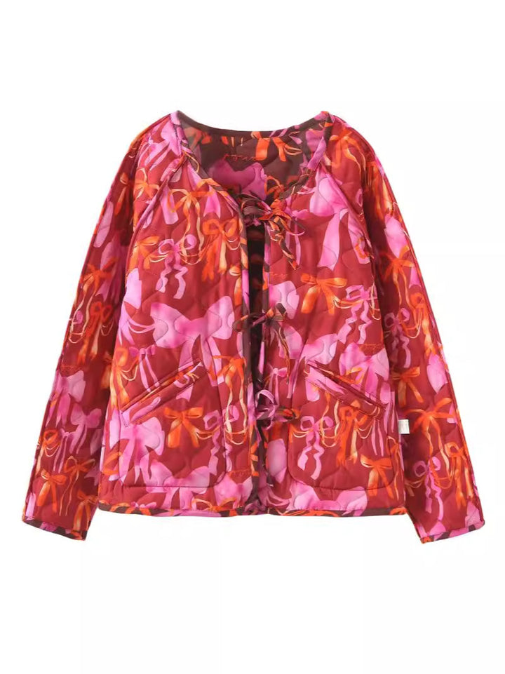 Damen Steppjacke mit verspieltem Schleifenmuster Drune