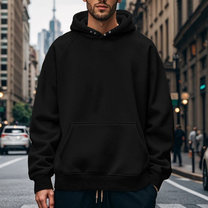Herren oversized Kapuzenpullover aus weichem Baumwollmix mit Kangaroo-Tasche Drune