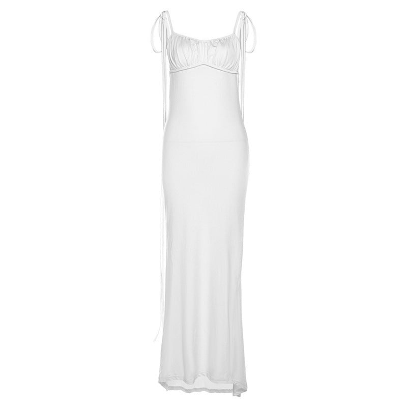 Damen Figurbetontes Maxikleid mit Raffung und Trägerdetails Drune