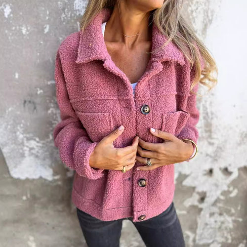 Damen kuschelige und stylische Fleecejacke mit Taschen Drune