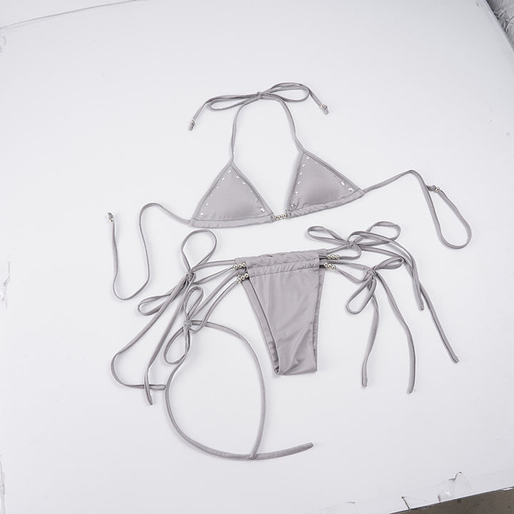 Damen Bikini-Set mit verstellbaren Trägern und funkelnden Elementen Drune