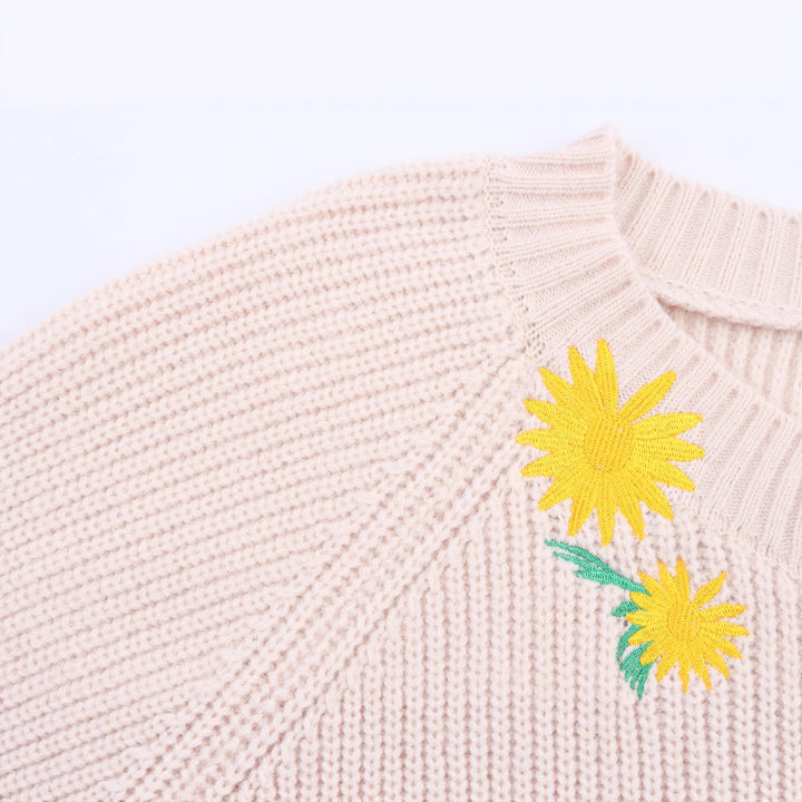Damen Strickjacke mit Blumenstickerei Drune