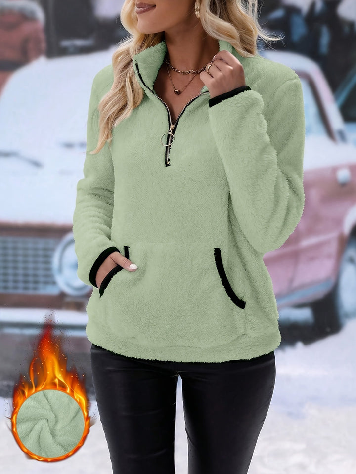Damen Fleece Pullover mit halbem Reißverschluss Drune