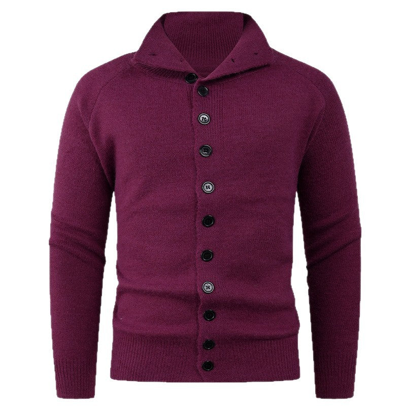 Herren Strickpullover mit hohem Kragen und Knopfverschluss Drune
