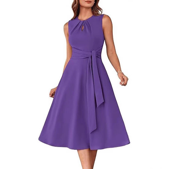 Damen Midi-Kleid mit schickem Bindegürtel und elegantem Schnitt Drune