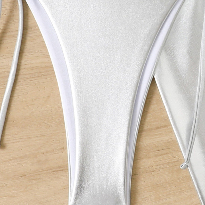Damen Glänzendes Triangel-Bikini-Set mit Wickelrock Drune