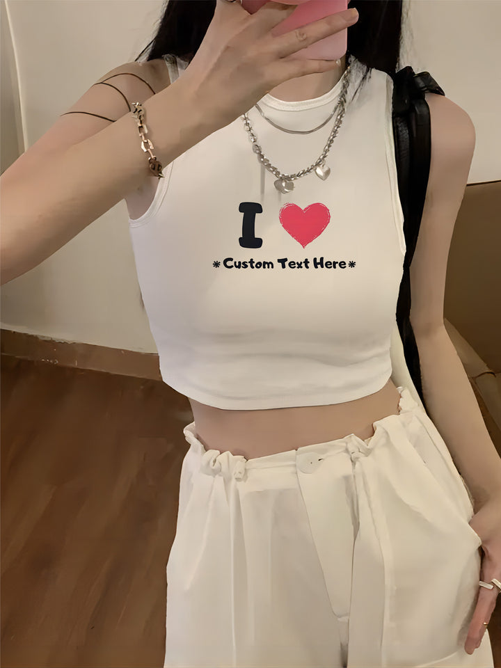 Damen Crop-Top mit auffälligem Schriftzug und körpernahem Schnitt Drune