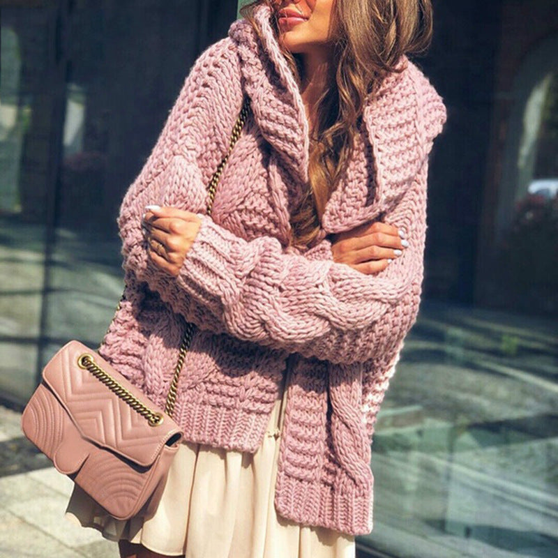Damen Grobstrickjacke mit voluminösen Ärmeln und modernem Design Drune