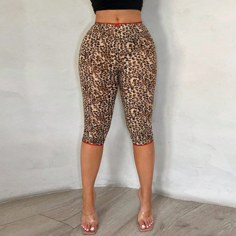 Damen Leggings mit modischem Tierdruck und elastischem Bund Drune