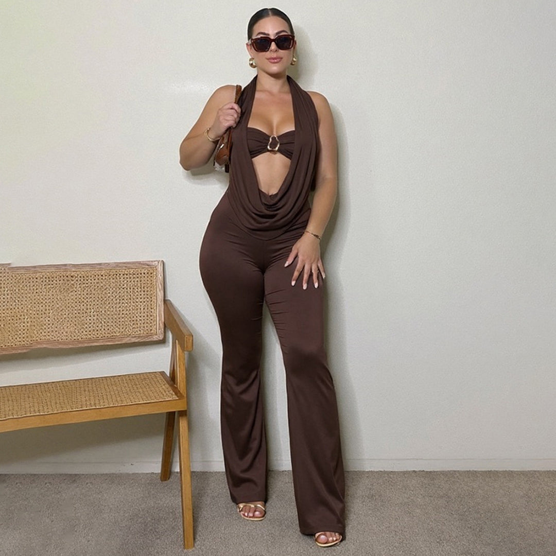 Damen Eleganter und figurbetonter Jumpsuit mit einzigartigem Ausschnitt Drune