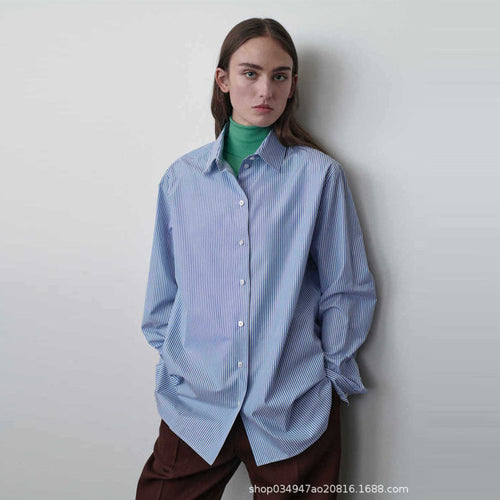 Damen Gestreifte Hemdbluse im modernen Oversize-Schnitt Drune