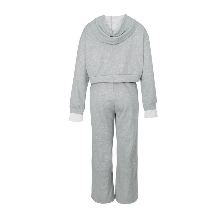 Damen nan kurzes Hoodie- und weite Jogger-Set aus weichem Baumwollmix Drune