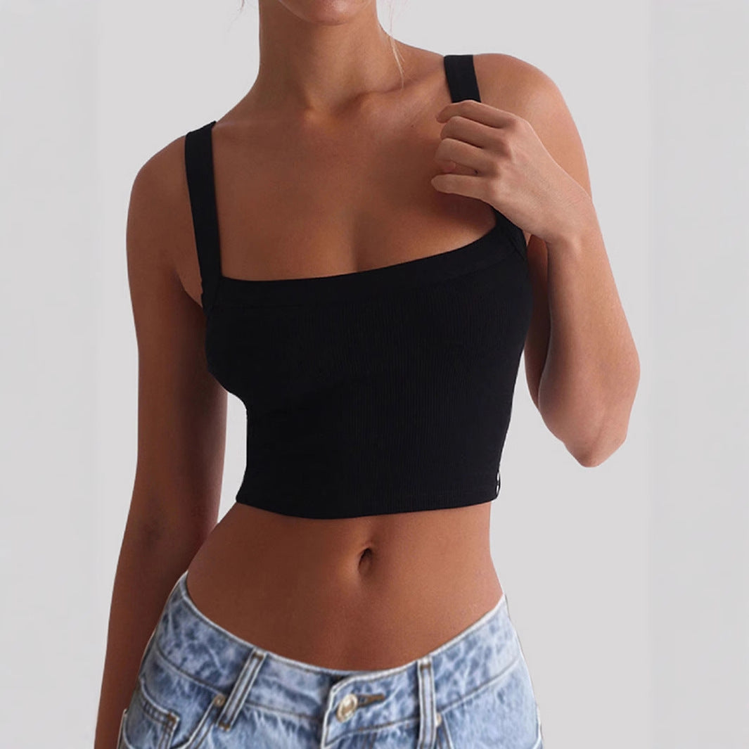 Damen Crop-Top mit quadratischem Ausschnitt und elastischem Material Drune