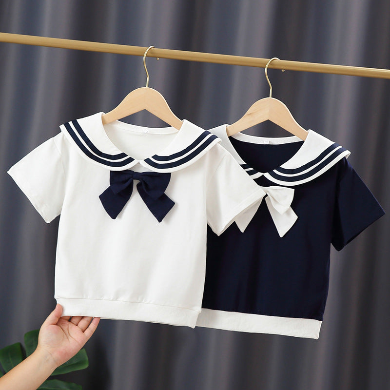 Mädchen Matrosen-T-Shirt mit Schleifendetail Drune