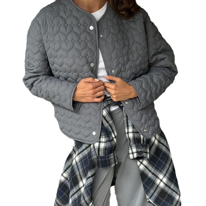 Damen gesteppte Freizeitjacke mit Knopfverschluss und modernen Details Drune