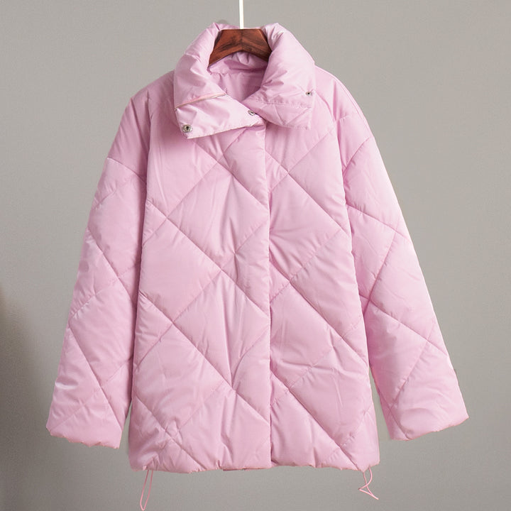 Damen Warm gefütterte Steppjacke mit modernem Kragen und verstellbarem Saum Drune