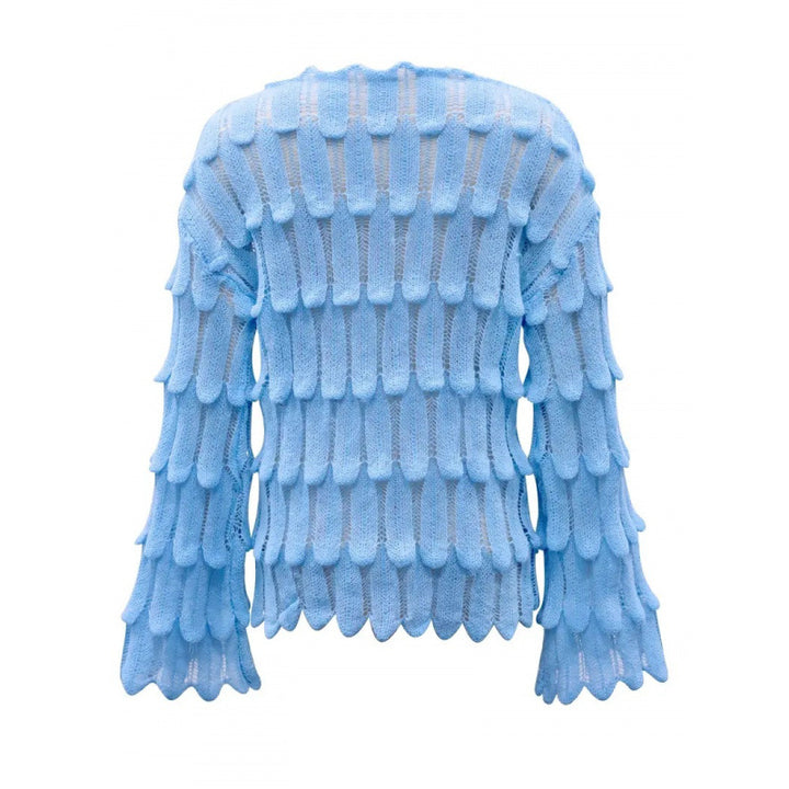 Damen Strickpullover mit voluminösen Ärmeln und strukturiertem Muster Drune